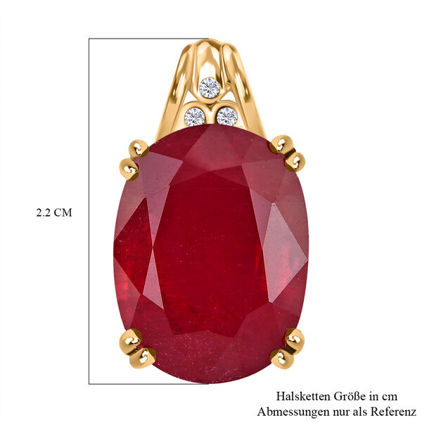 Afrikanischer Rubin (Fissure gefüllt), Moissanit Anhänger 925 Silber Gelbgold Vermeil ca. 13.48 ct image number 6
