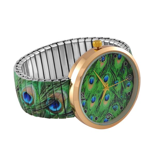 STRADA - Japanisches Uhrwerk, Flexible Uhr, Pfau Muster image number 6