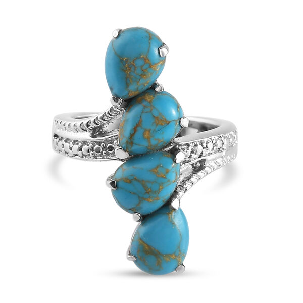 Blaues T&uuml;rkis bypass Ring Edelstahl  ca. 4,79 ct