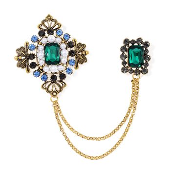 Mehrfarbiger Kristall, Kunststoff Perle Brosche Antikes Gold