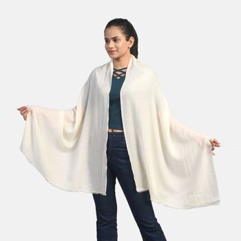 LA MAREY - 100% Kaschmirwolle superweicher Schal, Gr&ouml;&szlig;e 70x190 cm, Wei&szlig;