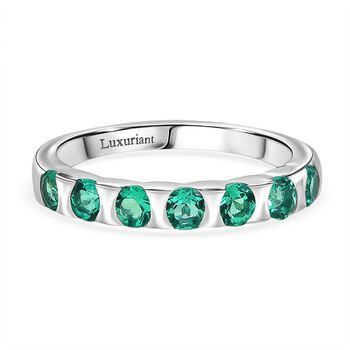 LUXURIANT AAA Labor kolumbianischer Smaragd Ring, 925 Silber rhodiniert - 0,83 ct.
