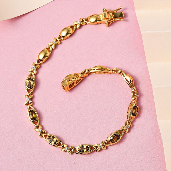 Natürliches, goldenes Tansanit und Zirkon-Armband, 20cm - 2,78 ct. image number 2