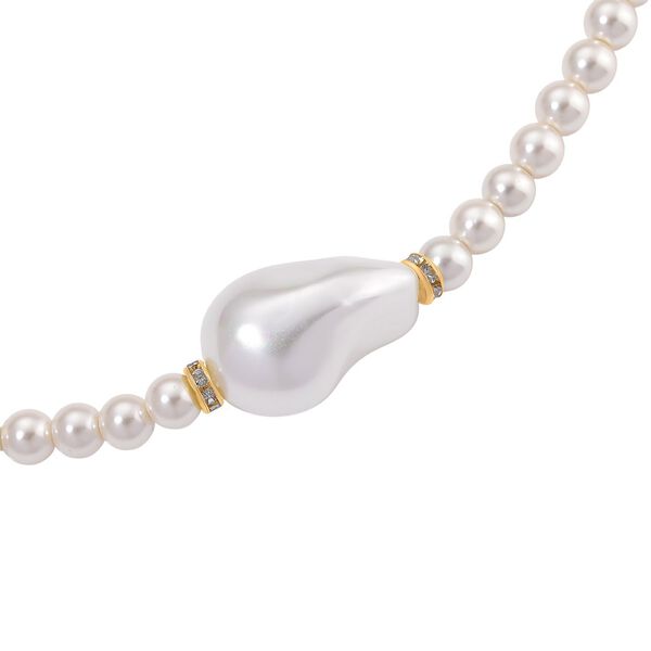 3er Set Wei&szlig;e Muschelkernperlen-Schmuckst&uuml;cke, bestehend aus Armband (ca. 19 cm) und zwei Halsketten (ca. 40 cm und 50 cm), gelb vergoldet image number 9