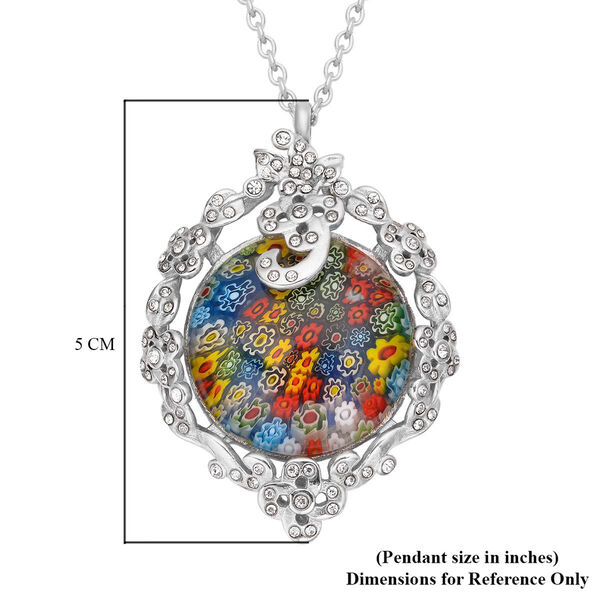 Weißer Kristall und mehrfarbiger Anhänger im Murano-Stil mit 60cm Kette image number 4