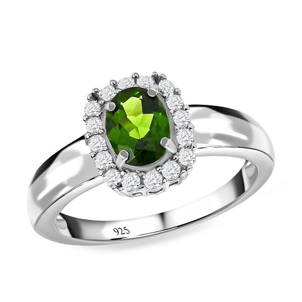 Nat&uuml;rlicher Chromdiopsid und wei&szlig;er Zirkon-Ring - 1,12 ct. image number 4