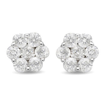 Diamant zertifiziert I2-I3/G-H Pressure Set Ohrstecker 375 Wei&szlig;gold 1,00 ct