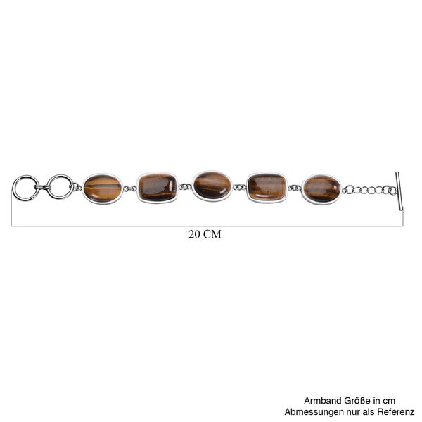 Gelbes Tigerauge-Armband, ca. 19 cm, Edelstahl ca. 80.00 ct image number 5