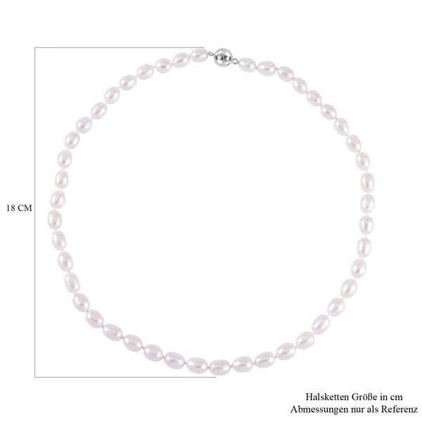 7-9 mm wei&szlig;e S&uuml;&szlig;wasserperlen Halskette image number 5