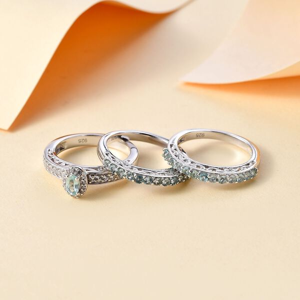 3er-Set- AA Lagunen Apatit und Zirkon Ringe - 1,87 ct. image number 2