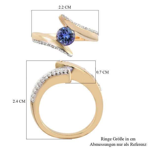 Tansanit und Zirkon-Ring, 925 Silber vergoldet  ca. 1,28 ct image number 7
