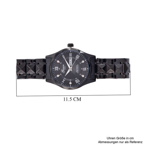 GENOA TIME V2, Schwarzes Zifferblatt und Kristallglas, Edelstahlarmband, 3ATM Wasserdicht, Reiner Edelstahl, Schwarz Beschichtung image number 7