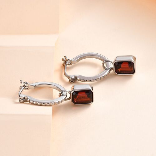 Roter Granat Ohrringe, Edelstahl ca. 3.94 ct image number 1