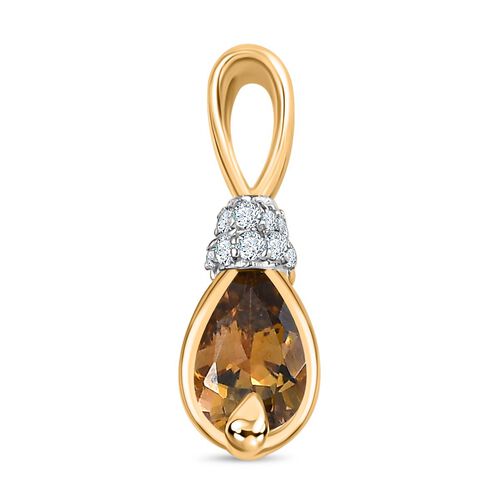 D’joy AA Natürlicher goldener Tansanit, Weißer Zirkon Anhänger 925 Silber 750 Gelb Vergoldet ca. 0,43 ct. image number 0