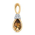 Djoy AA Natürlicher goldener Tansanit, Weißer Zirkon Anhänger 925 Silber 750 Gelb Vergoldet ca. 0.43 ct