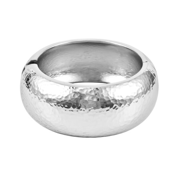 Breiter Armreif mit gehämmerter Textur, Messing, ca. 18 cm, silberfarben image number 5