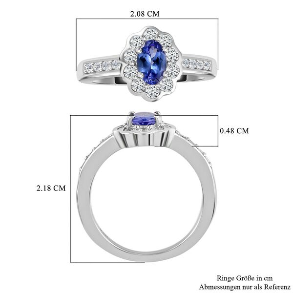 AA Tansanit Ring 925 Silber Platin-Überzug image number 7
