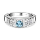 Kambodschanischer, blauer Zirkon, Moissanit Ring, 925 Silber platiniert (Größe 21.00) ca. 1.12 ct