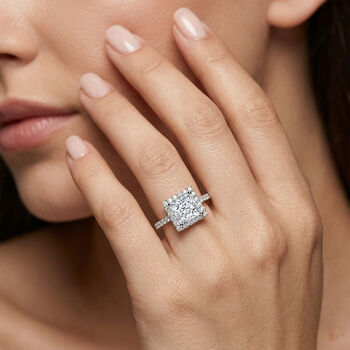 LUSTRO STELLA Hergestellt mit ZIRKONIA Ring 925 Silber Platin-&Uuml;berzug (Gr&ouml;&szlig;e 17.00) ca. 4,05 ct