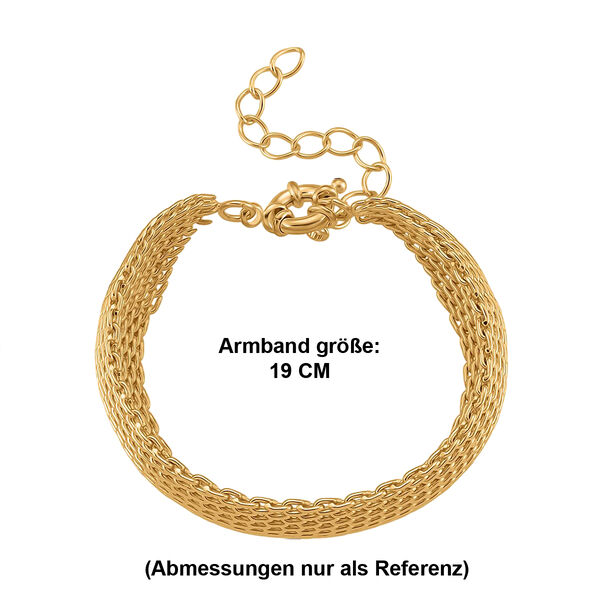 Cuff-Armband im Mesh-Design, Nickelfreies Messing, ca. 19 cm mit 5 cm extender, Goldfarben image number 6