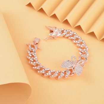 Wei&szlig;es Kristall 19cm Armband in Ros&eacute;goldton, Schmetterling