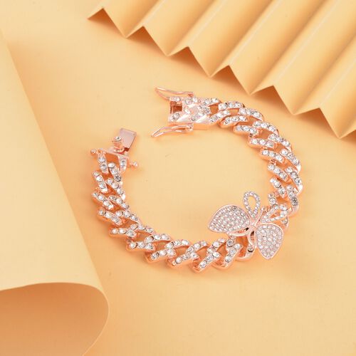 Weißes Kristall 19cm Armband in Roségoldton, Schmetterling image number 1