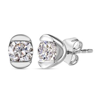 Moissanit Ohrringe 925 Silber platiniert ca. 0.88 ct