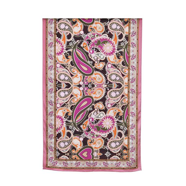 LA MAREY &ndash; Satinschal aus Maulbeerseide, Pink, Blumenmuster image number 8