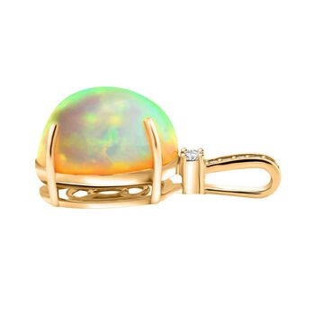 AAA Nat&uuml;rlicher, &auml;thiopischer Welo Opal, Wei&szlig;er Diamant Anh&auml;nger 585 Gold ca. 7,15 ct.