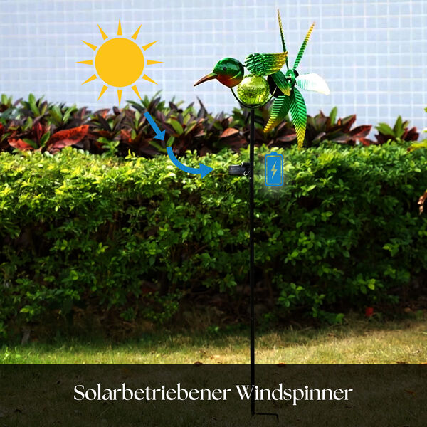 Solarbetriebener Windspinner: Grüner Vogel image number 2