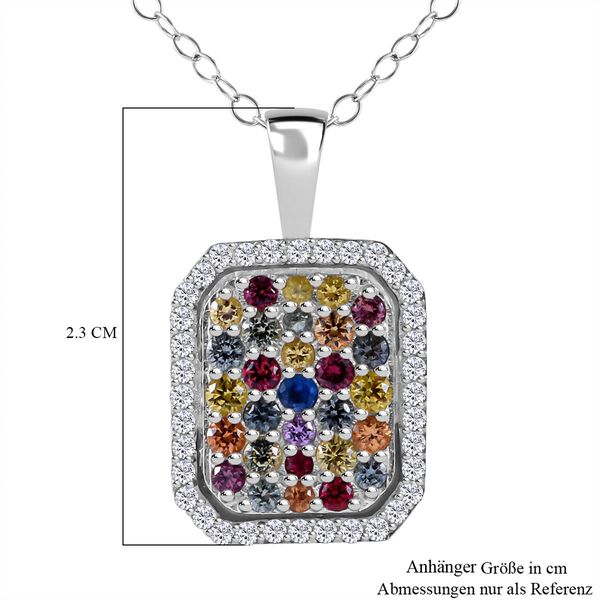 AA Regenbogen Saphir Anh&auml;nger mit Kette, 925 Silber platiniert ca. 1.57 ct image number 4