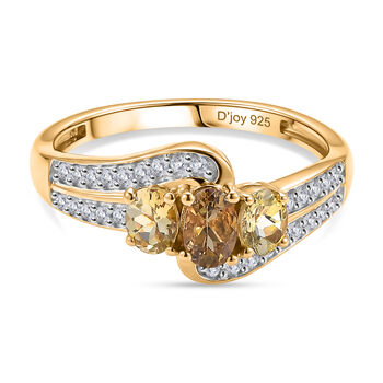 D'Joy AA nat&uuml;rlicher, goldener Tansanit und Zirkon Ring - 0,86 ct.