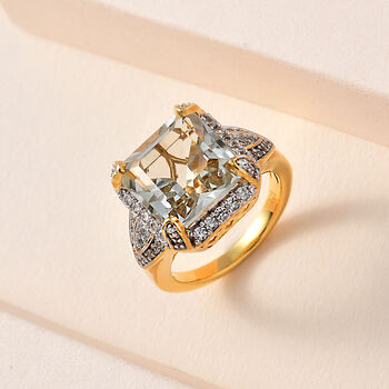 Prasiolith und Zirkon Ring- 7,10 ct.