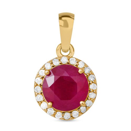 AAAA thailändischer Rubin und Diamant-Halo-Anhänger in 585 Gold - 1,10 ct. image number 0