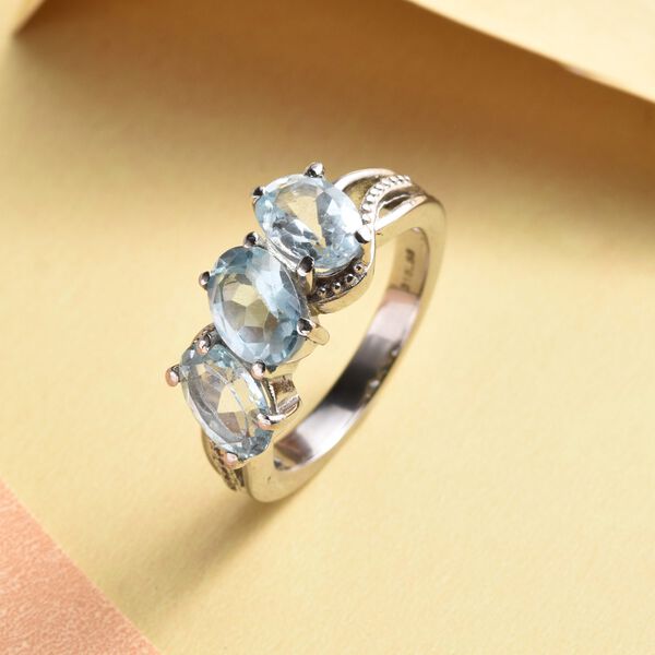 Himmelblauer Topas-Ring, (Größe 16.00) Edelstahl, ca. 2,74 ct image number 2