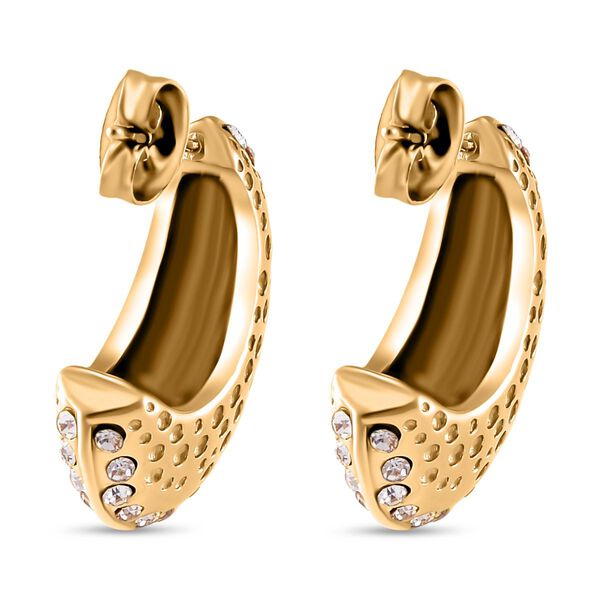 Weißer Kristall Ohrringe Reiner Edelstahl IP-Gelbbeschichtung image number 4