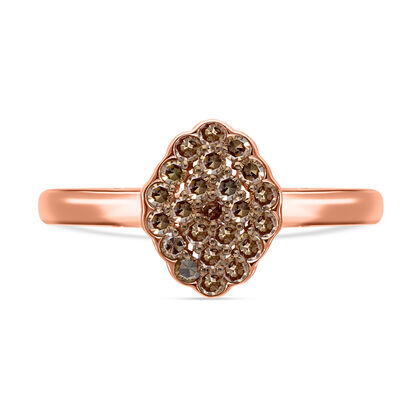 Nat&uuml;rlicher Champagner Diamant Ring, 925 Silber Ros&eacute;gold Vermeil, (Gr&ouml;&szlig;e 21.00) ca. 0.50 ct