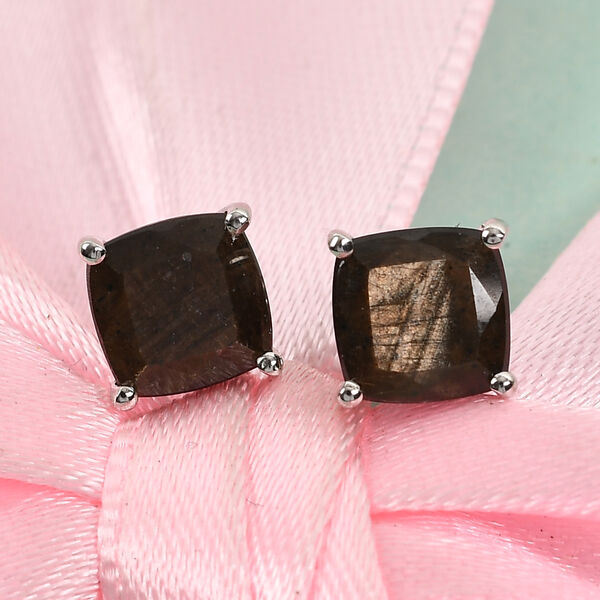 Schokoladen Saphir Ohrringe 925 Silber platiniert ca. 4,18 ct image number 2