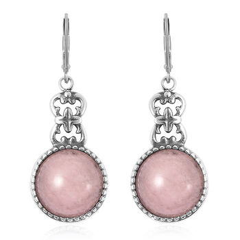 Rosenquarz-Ohrringe, Edelstahl ca. 11,00 ct