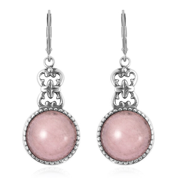 Rosenquarz-Ohrringe, Edelstahl ca. 11,00 ct