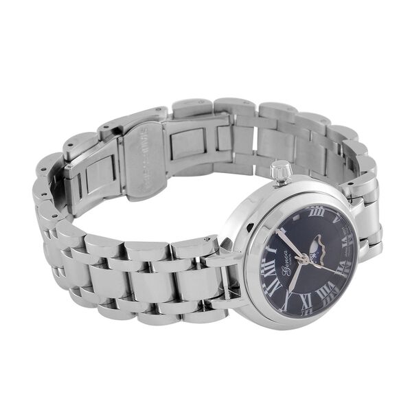 GENOA - Uhr mit japanischem Uhrwerk und blauem Sonnenschliff-Zifferblatt,  Reiner Edelstahl, 20 cm image number 6