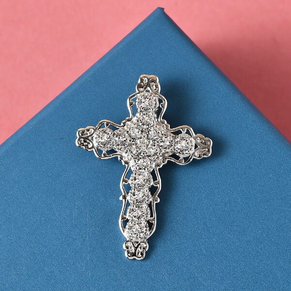 LUSTRO STELLA &Ouml;sterreichischer wei&szlig;er Kristall Anh&auml;nger Messing image number 3