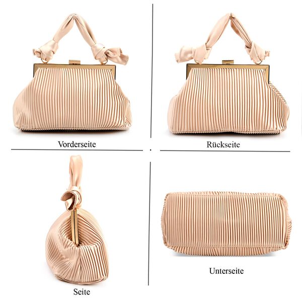 Plissiertes Design Crossbody Tasche mit Knotenhenkel, 23x10x15cm, Gold image number 4