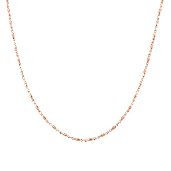 Feine Spindel-Gliederkette, Reiner Edelstahl IP Rosa Plattierung Halskette ca. 50 cm ca. 6,50g