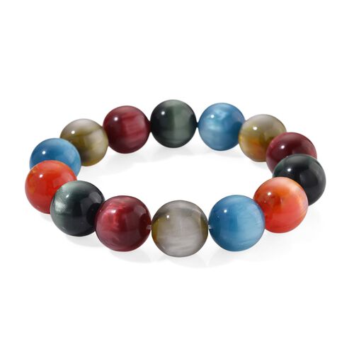 Kreiertes mehrfarbiges Katzenauge Armband Flexibles cm ca. 180.00 ct image number 0