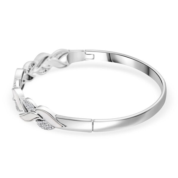 Weißer Zirkonia, KokosnussMuschel Armreif ca. 19 cm Nickelfreies Messing Standard 0.51 ct image number 5