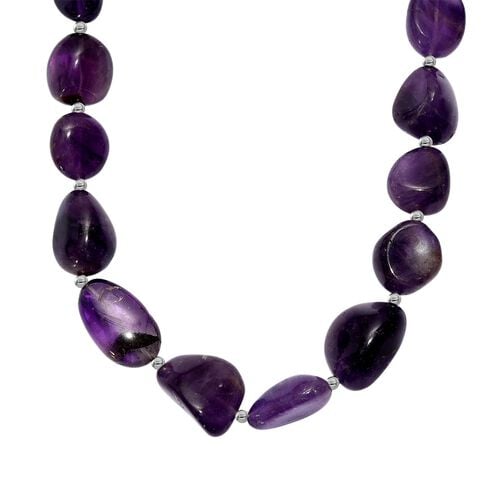 Afrikanischer Amethyst Halskette ca. 45 cm Messing platiniert ca. 320,00 ct. image number 0