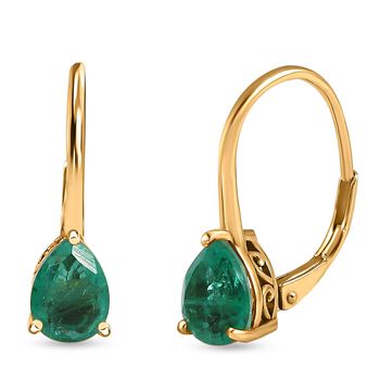 Smaragd-Quarz-Triplette-Ohrringe, 925 Silber vergoldet, ca. 2.97 ct