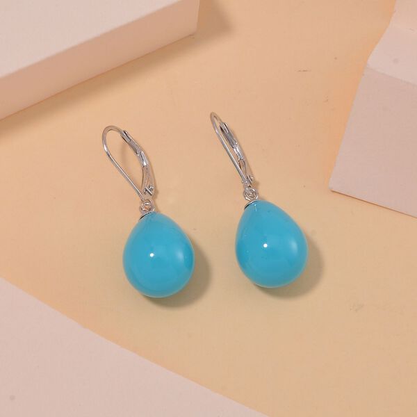 Sleeping Beauty Türkis Farbene Muschelkernperle Ohrringe 925 Silber rhodiniert image number 2