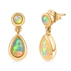 AA Natürlicher, äthiopischer Welo Opal Ohrringe 925 Silber 750 Gelbgold Vermeil ca. 1,33 ct.